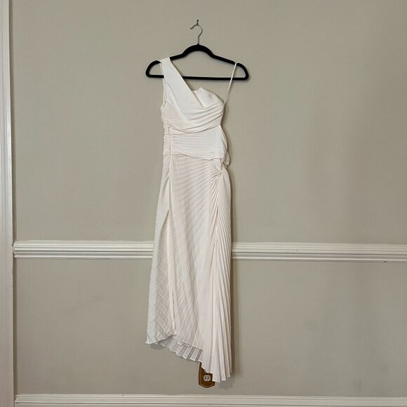 A.L.C. Dahlia one-shoulder cutout pleated crepe wedding maxi dress NWT - Picture 4 of 6